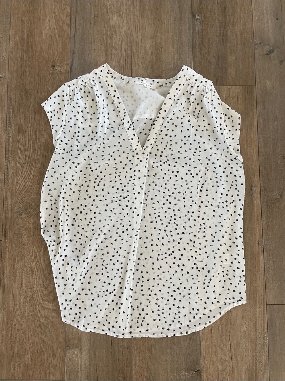 White Polka Dot V-Neck Women's Top